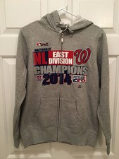 NWT New Women's Washington Nationals Champs Baseball Full Zip Gray Hoodie Small