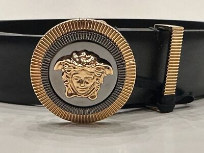 NWT VERSACE BELT 46 in long Versace | Accessories | Versace Womens Black Leather Logo  main image 2