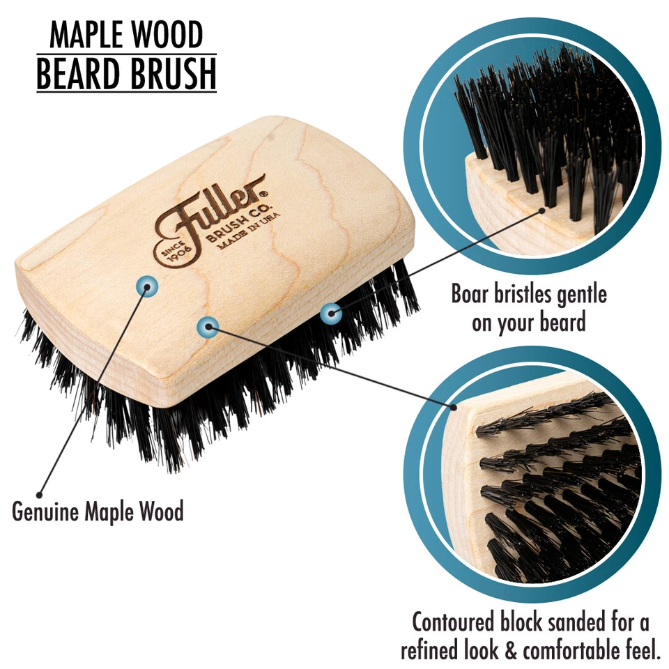 Fuller Brush Hair & Beard Brush - Pocket Hairbrush & Detangler w/ Boar Bristles - Image 2 of 4