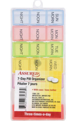 (2 Boxes ) Assure 7-Day And Three Times A Day Colored Plastic Pill Organizers