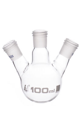 Distillation Flask, 3 Necks, 100ml, 19/26 Joints, Borosilicate Glass -Eisco Labs