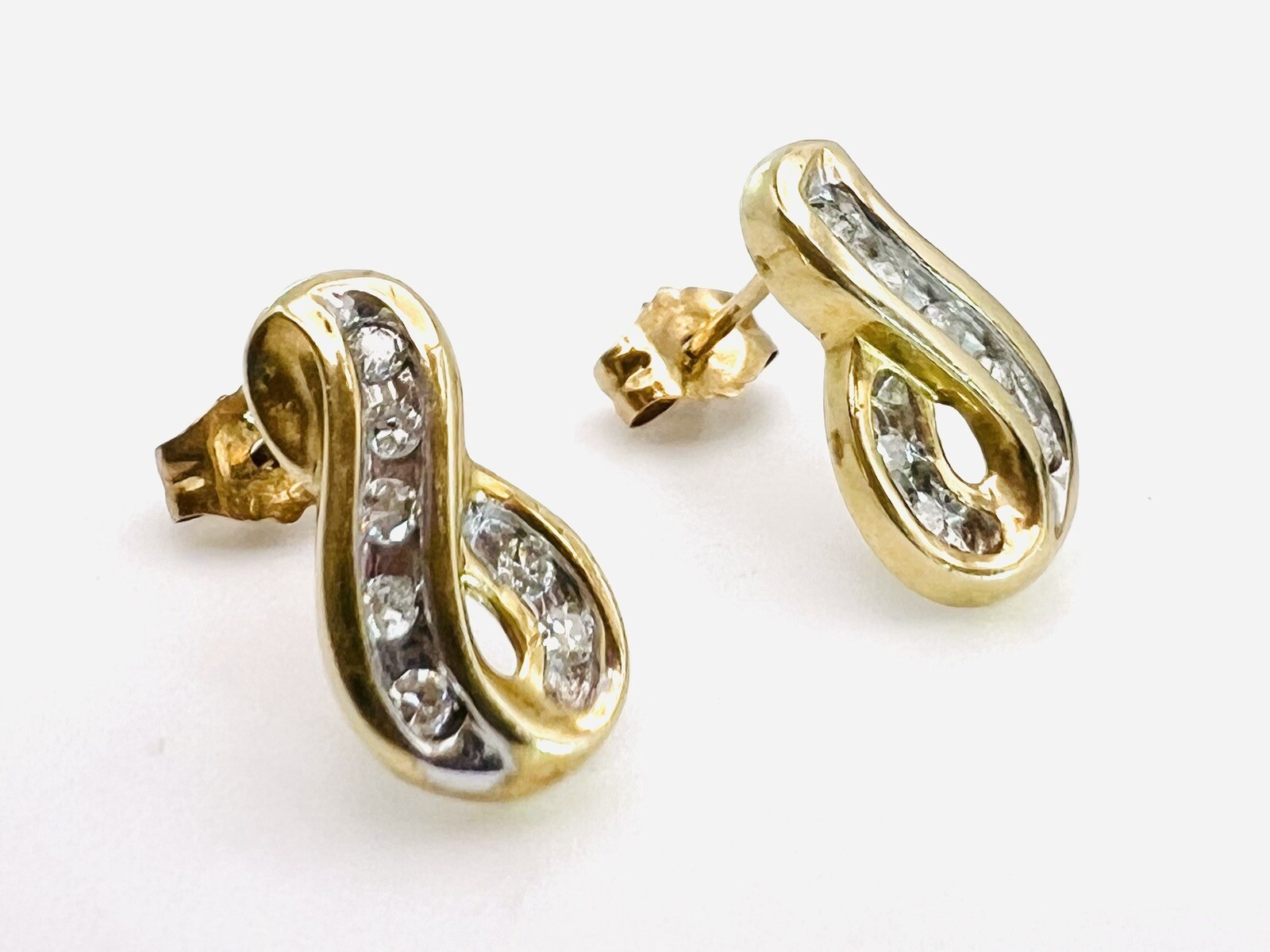 10k Solid Yellow Gold Diamond Infinity Swirl Geom… - image 10