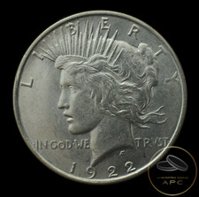 1922 Peace Dollar 90% Silver Choice BU Super Strike Great Strike and Cart Wheel 