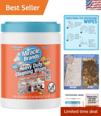 Organic Heavy-Duty Cleaning Wipes - Dual-Textured, 90 Count for Ultimate Clean