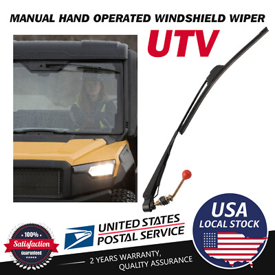 UTV Manual Hand Operated Windshield Wiper Rubber Blade Universal Replacement Kit