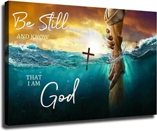 Hand of God Jesus Reaches Into The Water Motivational Poster Home Wall Art