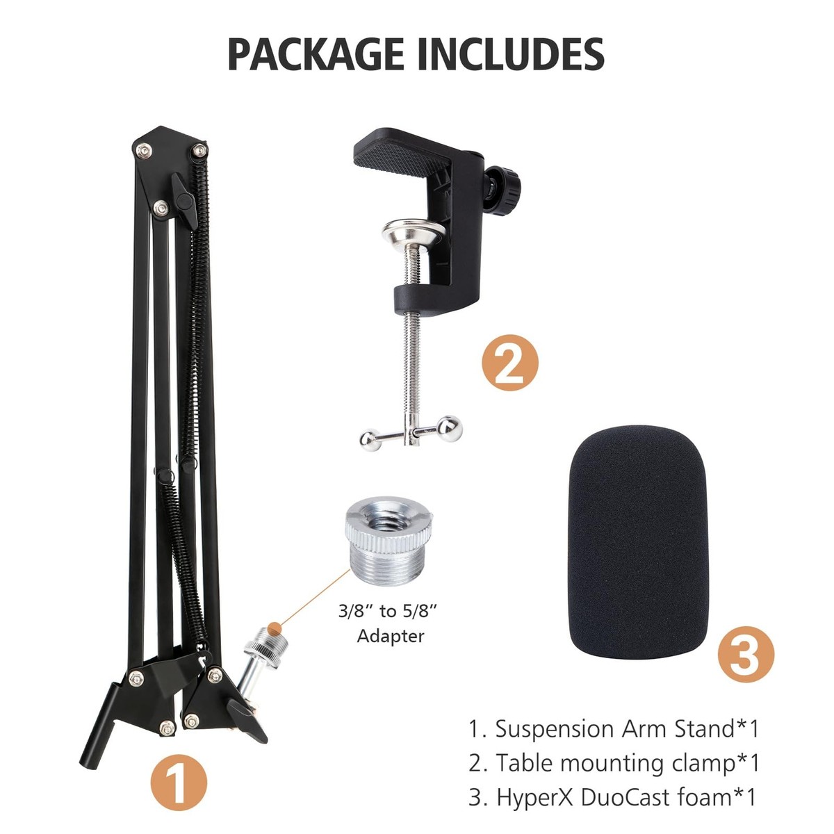 HyperX DuoCast Boom Arm - HyperX Microphone Arm Compatible with