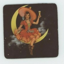 Miller High Life Beer COASTER  - Girl in Moon - Champagne of Beers