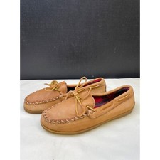 Minnetonka Women's Leather Tan Moccasins / Shoes flannel insole Size 9 SKU 5480
