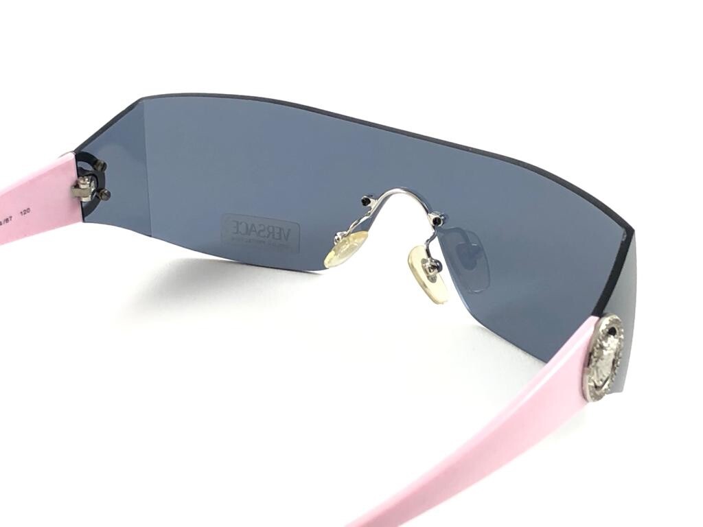 VINTAGE VERSACE MOD 2033 RIMLESS PINK SUNGLASSES 90'S MADE IN