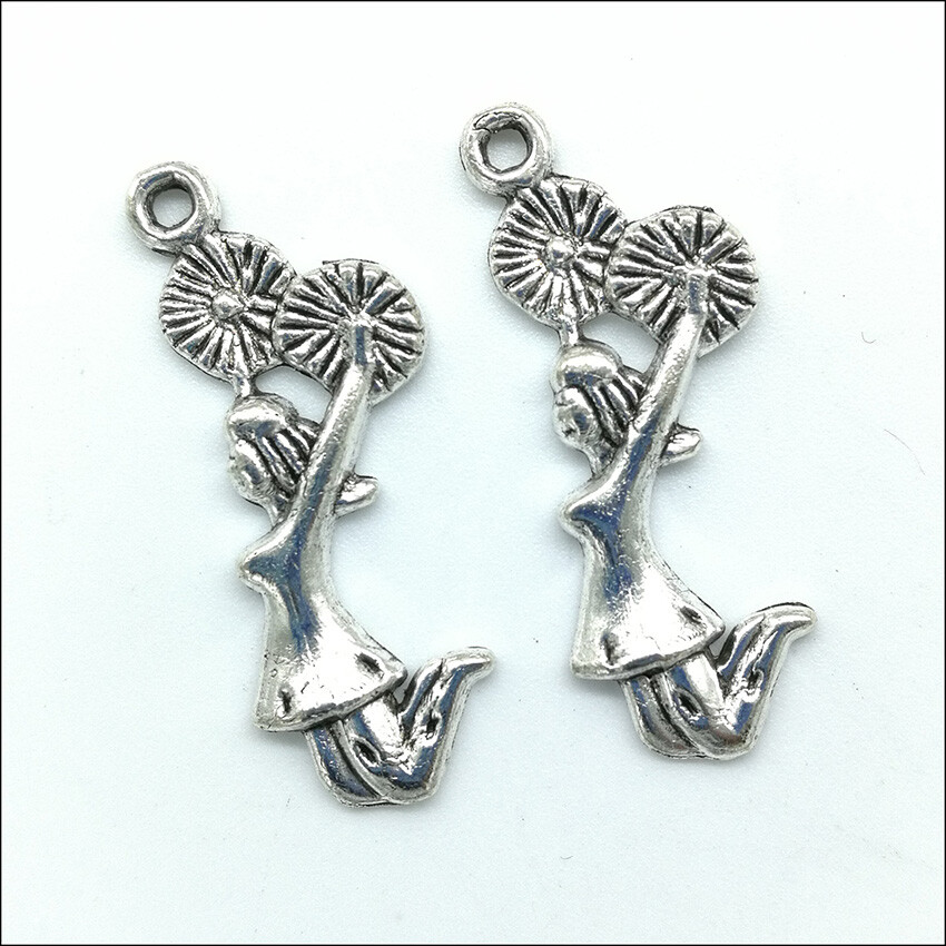 20/80X cheerleader Antique Silver Charms Pendants Jewelry Making DIY 28
