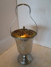 Vintage Metal Art Deco Chromed vase Basket flower-frog 16"tall 1930's