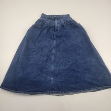 Vintage 80s 90s Jordache Blue Denim Skirt Size 3/4 Full Sweep Boho Hippie Long