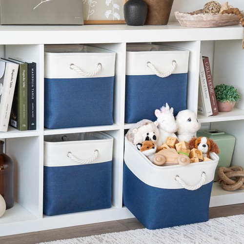 12x12 Cube Storage Bins Set Of 4 Fabric Cube Baskets For Storage Shelves Foldabl - Picture 3 of 6