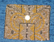 antike Jugendstil Perlentasche, kleine Damen Geldbörse, Metallperlen,  TOP