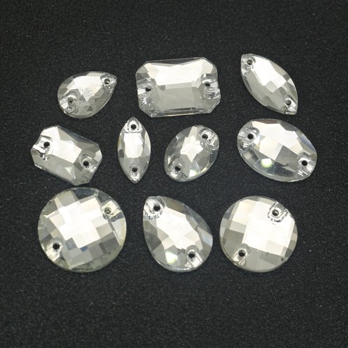 50pcs Mixed Shapes Sizes Crystal Sew On Flatback Rhinestones Crystal Glass Beads - Picture 3 of 6