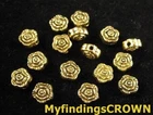 120 pcs Antiqued gold ROSE spacer beads 7mm FC286