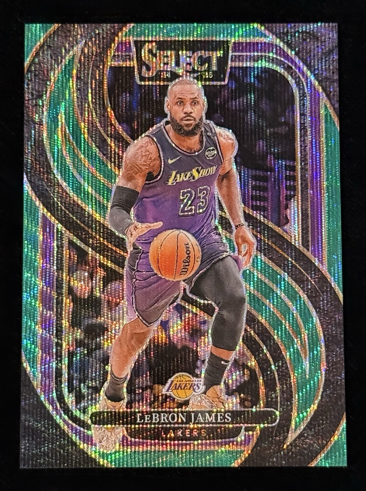 LeBron James 2024-25 Panini Select #111 Premier Level Green Wave Prizm #’d/50