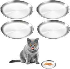 Katzennapf Futternapf 4Er Set, Katzennapf Flach Edelstahl, Futternapf Katze Flac