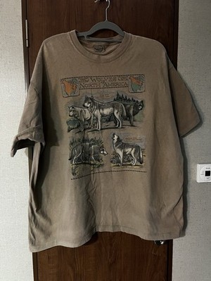 Harbor Bay Men's XL Tan Wolves of North America Graphic Crew Neck T-Shirt
