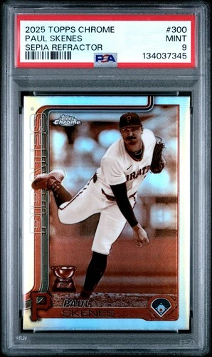 Paul Skenes 2025 Topps Chrome #300 Sepia Refractor PSA 9 🔥 All Star Rookie