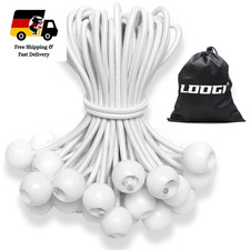 LOOGI Spanngummis mit Kugel 50 St&uuml;ck, 15cm Wei&szlig;, Gummispanner f&uuml;r Planen, Zelte
