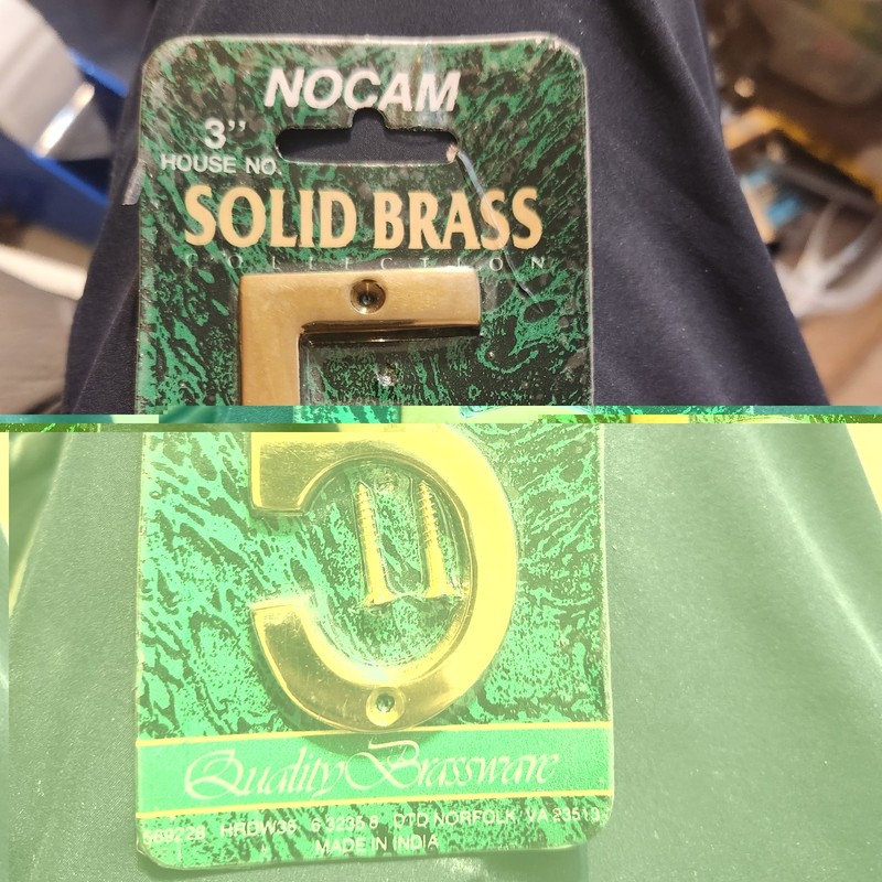 NOCAM 3 Inch Number 5 Solid Brass New Unopened