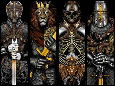 Anthony Petrie Medieval Knight Art Print Set of 4 (12x36)