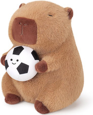 11 Inches Brown Capybara Plush Stuffed Animal with Soccer Ball Skin-Friendly S