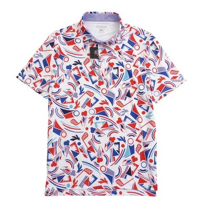 Good Good Mens Small Proud & True Polo Shirt White Red Blue Graphic Print