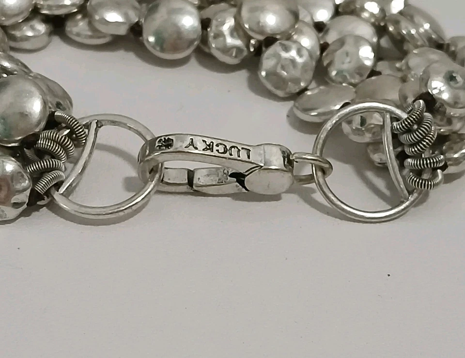 Pulsera Lucky Brand tono plata 5 hebras cuentas clip Foto 3 de 4