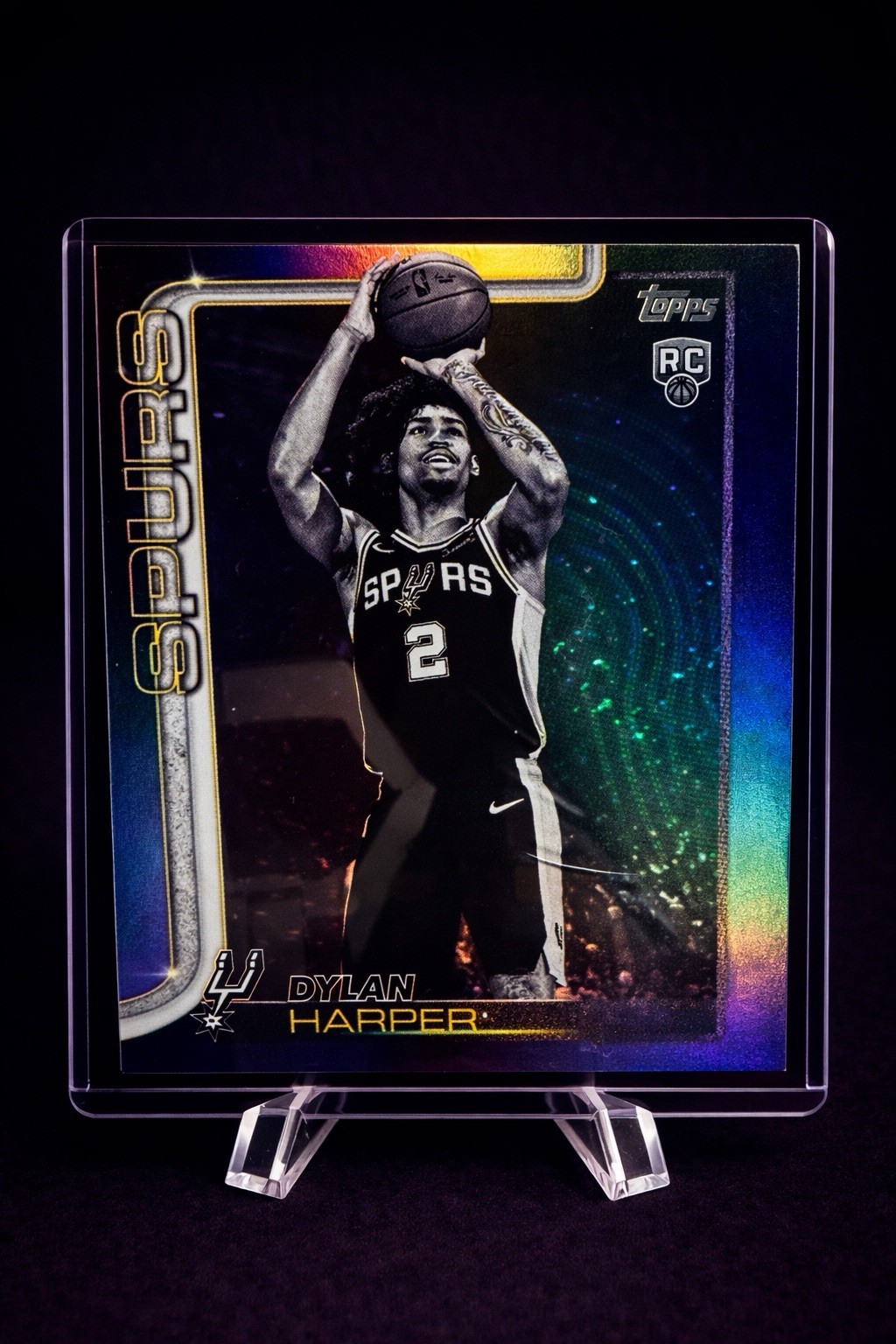 2025-26 Topps #202 Dylan Harper Blackout Rookie - Spurs