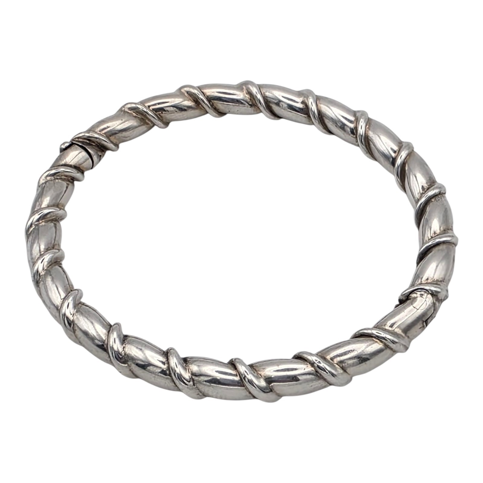 Solid 925 Sterling Silver Twisted Bangle Bracelet… - image 1