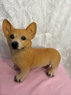 LARGE 13'' RESIN ART STANDING CORGI PUPPY DOG GARDEN STATUE COLLECTIBLE FIGURE
