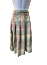Pendleton 100 Virgin Wool Plaid Pleated Midi Skirt Womens 16 Sage Green USA