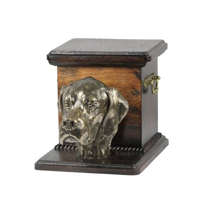 Pointer - eine Urne für Hundeasche mit einer Statuette, eine elegante Urne für e