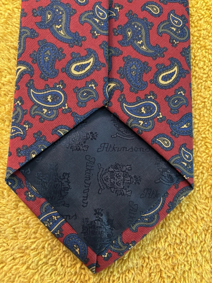 Corbata de cachemira roja popelina irlandesa real Atkinsons 3,5x56 hecha en Irlanda nueva con etiquetas Foto 4 de 4