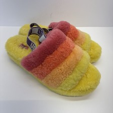 UGG Fluff Yeah Multicolored Heel Strap Slippers Slides Women  s Size 10 Colorful