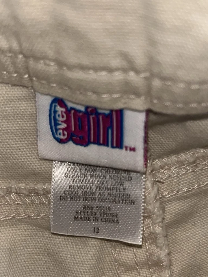 Calça cáqui bordada vintage Y2K Ever Girl parte inferior larga meninas tamanho 12 com cinto - Imagem 3 de 4