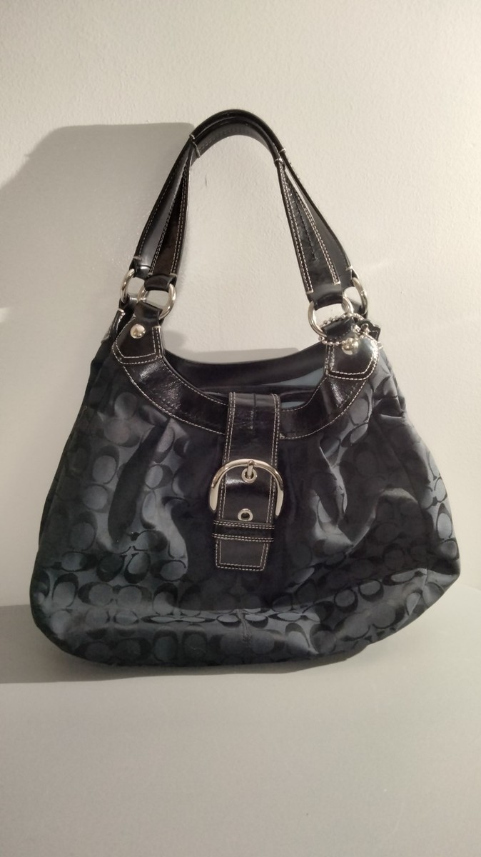Coach F19445 Soho Signature Canvas Khaki/brown Hobo Bag Purse as