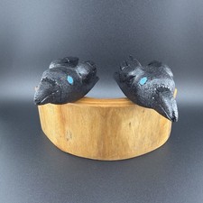 Zuni Pueblo Two Ravens Bird Wood Carving Nati...