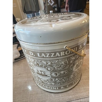 Vintage D Lazzaroni & C Italy Round Tin Container Storage Keepsake Decorative