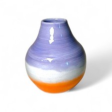 Artisan Glazed Ceramic Bud Vase Purple White ...