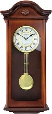 Bedford Clock Collection Jacob 22.75 Inch Mahogany Chiming Pendulum Wall Clock