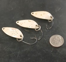 3 Metal Spoon Casting Fishing Lures White Gold Beige 1.5 in Trout Salmon Bass