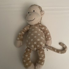 Little Jellycat Monty Monkey Plush Stuffed Toy Rattle Polka Dots 10 Inch