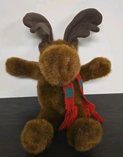 Russ Berrie Marty Moose Brown Christmas Scarf 12" Plush Stuffed Animal Toy