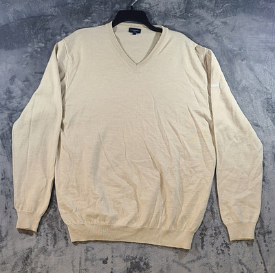 Men's Burberry Golf V-Neck Fine Knit Sweater  100% Extrafine Merino Wool  XXL 