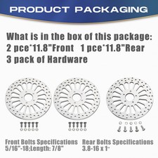 11.8"Brake Rotors 2*Front +1*Rear Polished For Harley Harley Davidson Touring