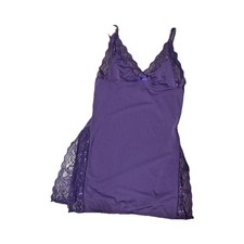 Women  s Purple Full Slip Lace Trim Adjustable Spaghetti Straps Wireless S NEW